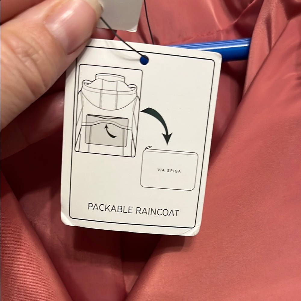 Via Spiga Packable Pink Trench Raincoat with Belted Waist - Picture 4 of 16